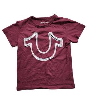 True Religion Big Horseshoe Logo T-Shirt - Boys Size 4 - Maroon